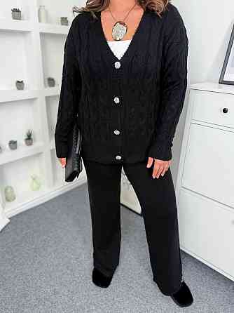 Жіночий базовий в'язаний костюм, двойка машинне в'язання з ангорою Чорний Одеса