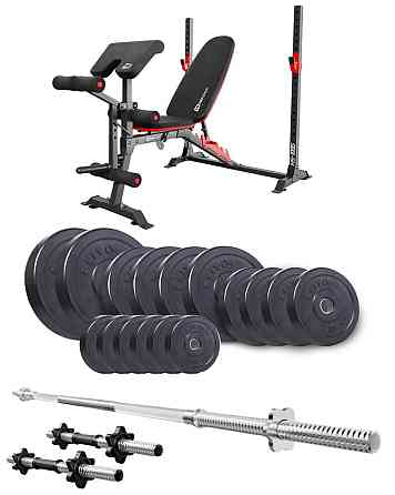 Набір Elitum Titan 69кг з лавою HS-1095, штангою та гантелями Киев