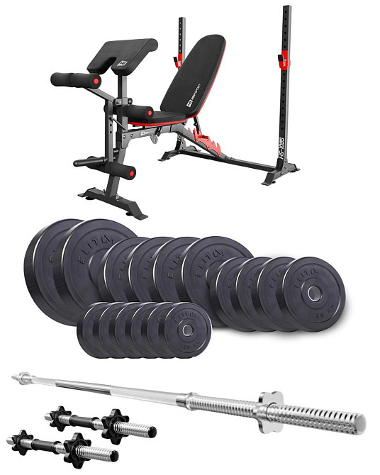 Набір Elitum Titan 69кг з лавою HS-1095, штангою та гантелями Киев - изображение 1