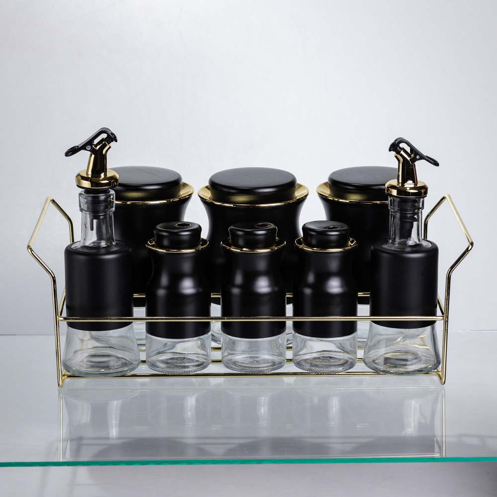 Набір для спецій на металевій підставці, чорний Київ - фото 3