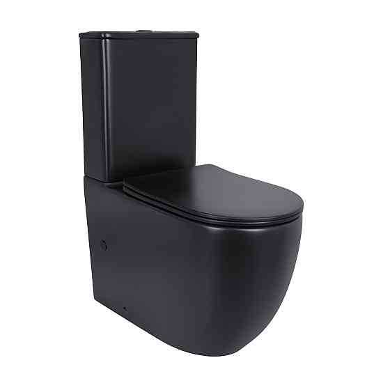 Унітаз підлоговий Qtap Robin Ultra Quiet безобідковий із сидінням Soft-Close MATT BLACK QT13226083AMB Київ