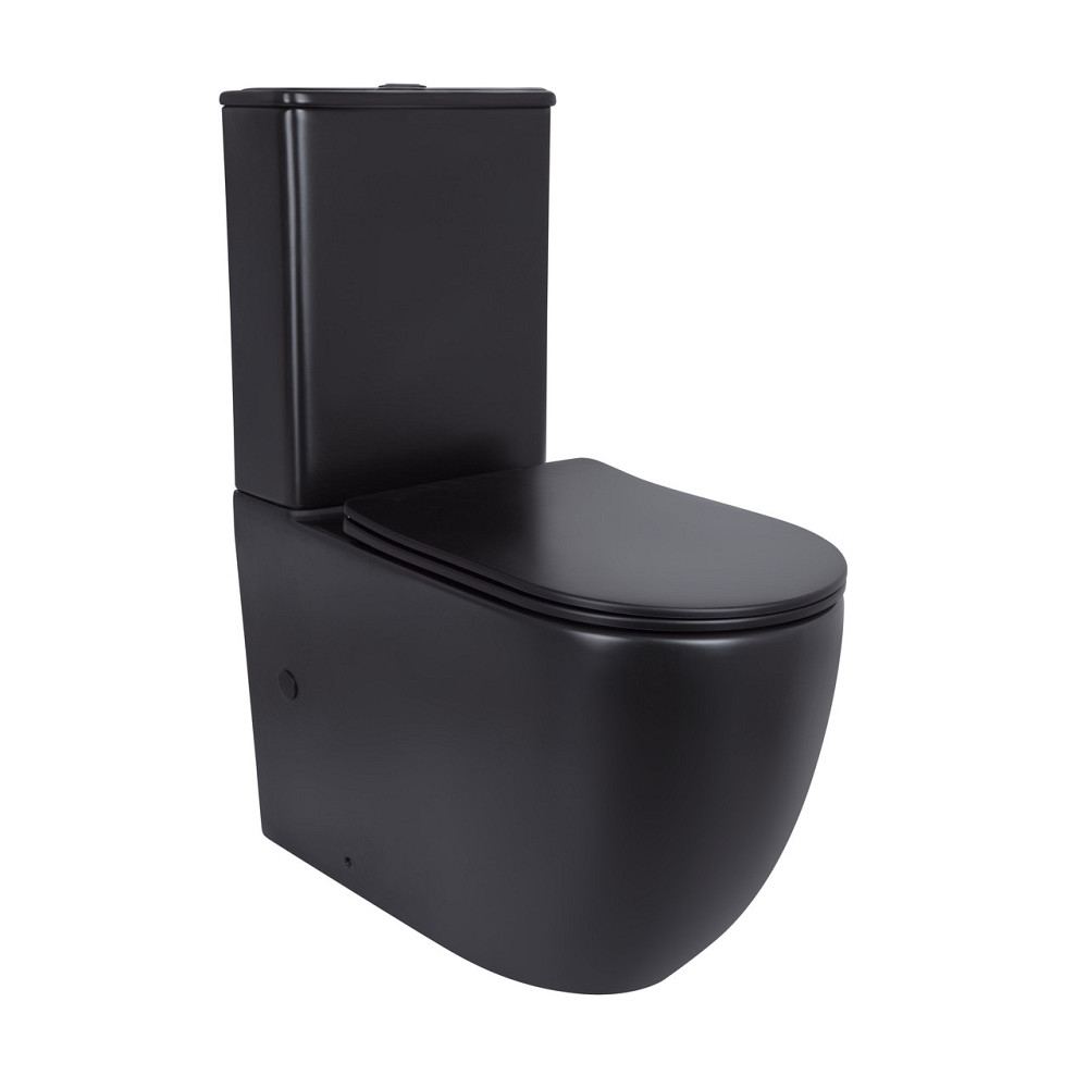 Унітаз підлоговий Qtap Robin Ultra Quiet безобідковий із сидінням Soft-Close MATT BLACK QT13226083AMB Київ - фото 1