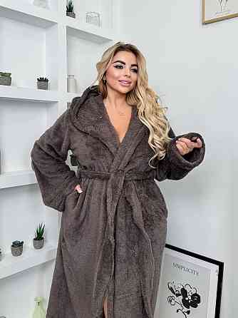 Жіночий теплий домашній махровий халат двостороння махра Шоколад, 48/52 Одеса