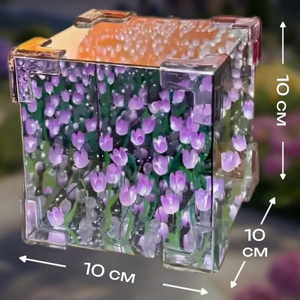 Ночник Бесконечные тюльпаны (10×10см, 20 тюльпанов), от батареек, Фиолетовый / Набор Сделай сам Киев - изображение 8