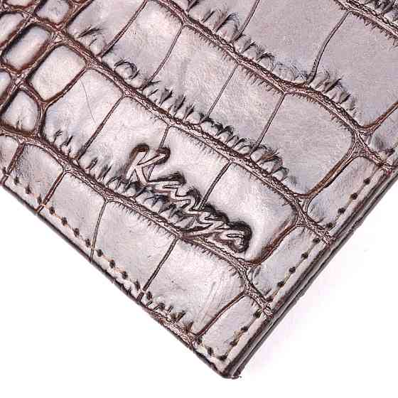 Практичный мужской зажим из фактурной кожи под рептилию KARYA 21050 Коричневый Киев