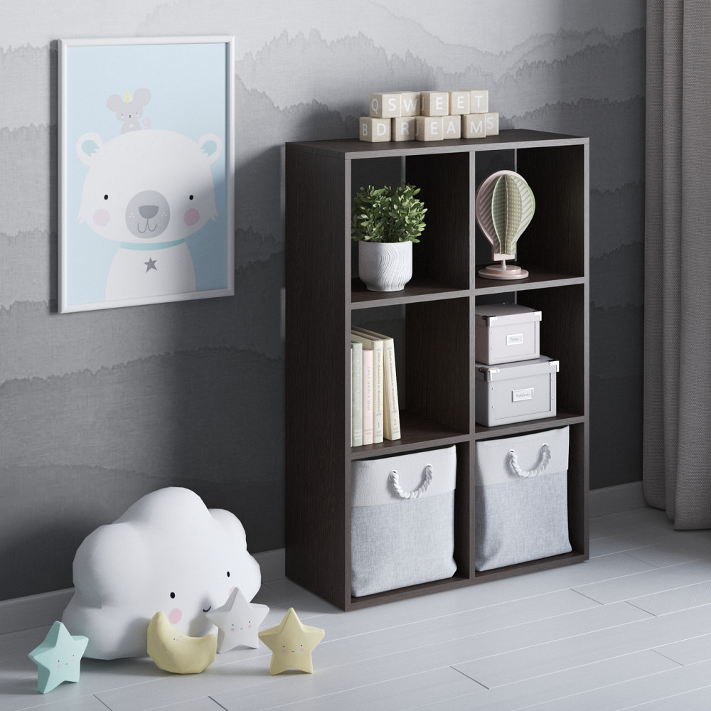 Полка для книг VAYS, cтеллаж для дома на 6 ячеек M-58 Венге Темный Львов - изображение 1