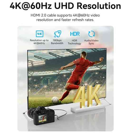 Кабель HDMI M - Mini M, 3.0 м, V2.0 4K 60Гц 18Gbps HDR Dolby Vention Винница