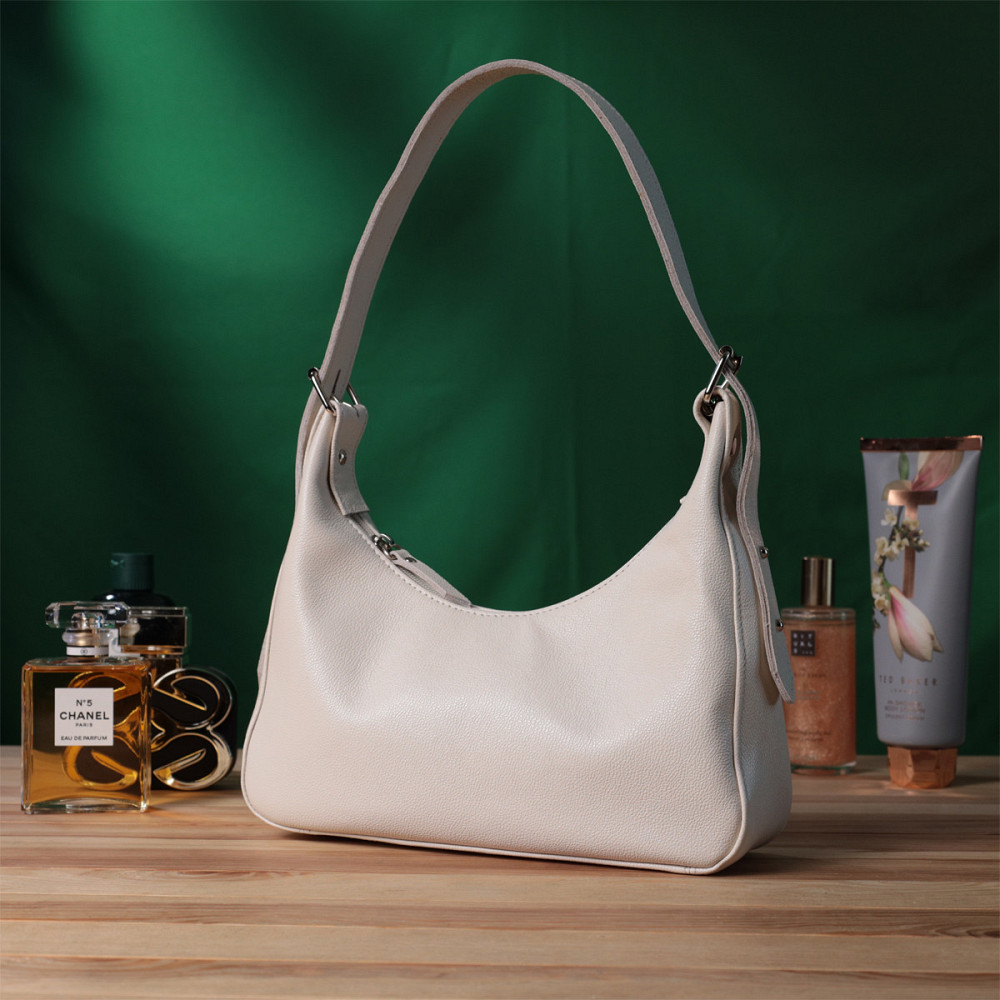 Сумка багет с регулируемым ремнем из натуральной кожи Shvigel 22831 Бежевая Киев - изображение 9