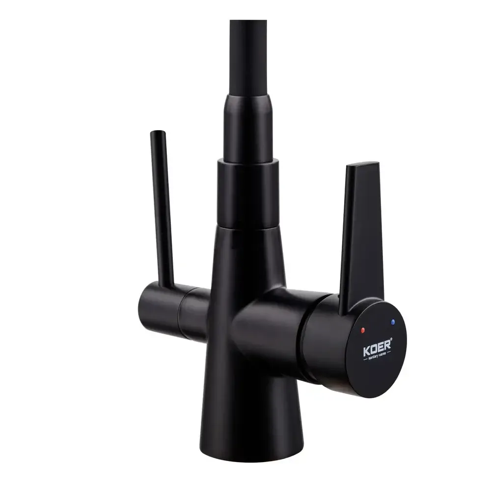 Кухонний змішувач Koer KB-72003-05 під осмос чорний з силіконовим виливом з підставкою (KR3376) Чернівці - фото 7