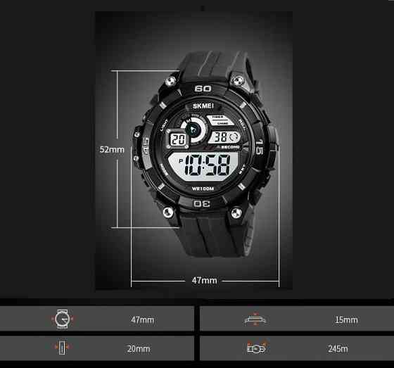 Мужские спортивные наручные часы Skmei 1756 водонепроницаемые 10 АТМ (Черные) Винница