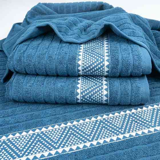 Махровий рушник для обличчя та рук Зіпп GM Textile 50х90см 500г/м2 (Синій) Суми