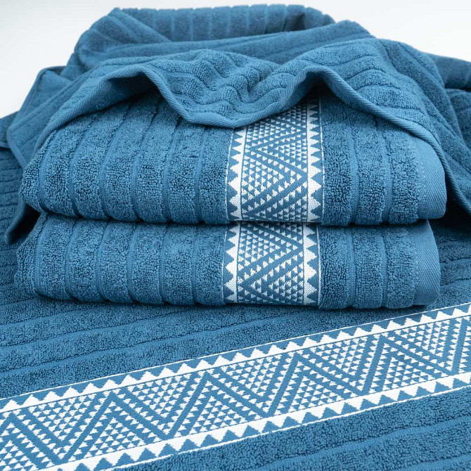 Махровий рушник для обличчя та рук Зіпп GM Textile 50х90см 500г/м2 (Синій) Суми - фото 4