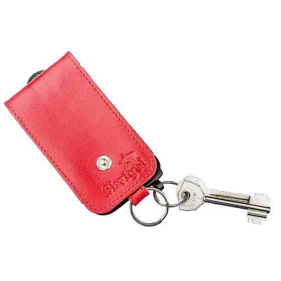 Компактна шкіряна ключниця з хлястиком SHVIGEL 13987 Червона Київ
