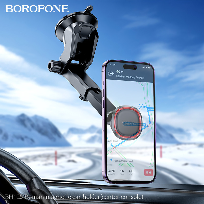 Автомобильный держатель для телефона BOROFONE BH125 Roman magnetic car holder (center console) Black and Red Одесса - изображение 8