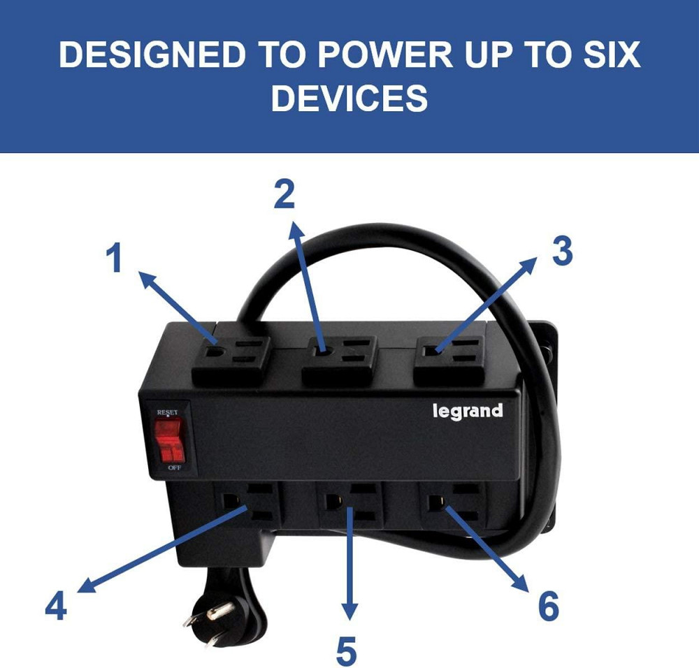 Legrand - OnQ кабельне управління подовжувач живлення 6 розеток половинної ширини AC1031 Дніпро - фото 3