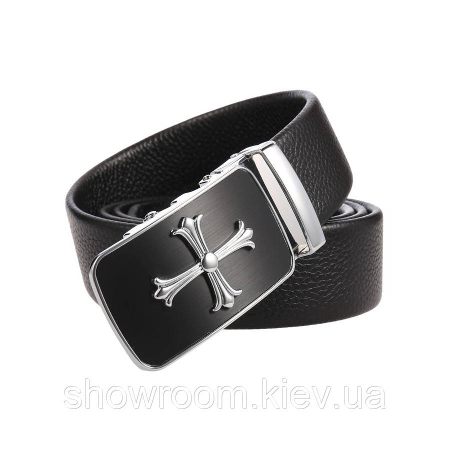 Мужской кожаный ремень с пряжкой автомат Leather Collection (7811) Киев - изображение 2