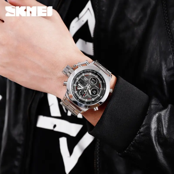 Мужские спортивные наручные часы Skmei 1515 Серебристый Киев