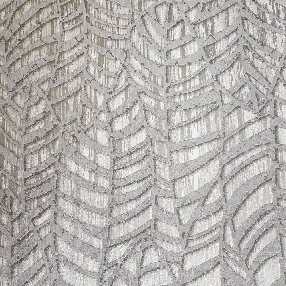 Шпалери метрові вінілові на флізелін Villa Marburg Lombardi геометрія абстракція листя сірі на сріблястому Київ - фото 2