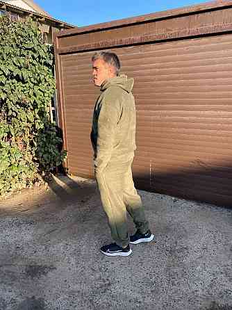 Мужской теплый костюм двойка: кофта и штаны двусторонний флис Полар Хаки, 48/50 Одесса