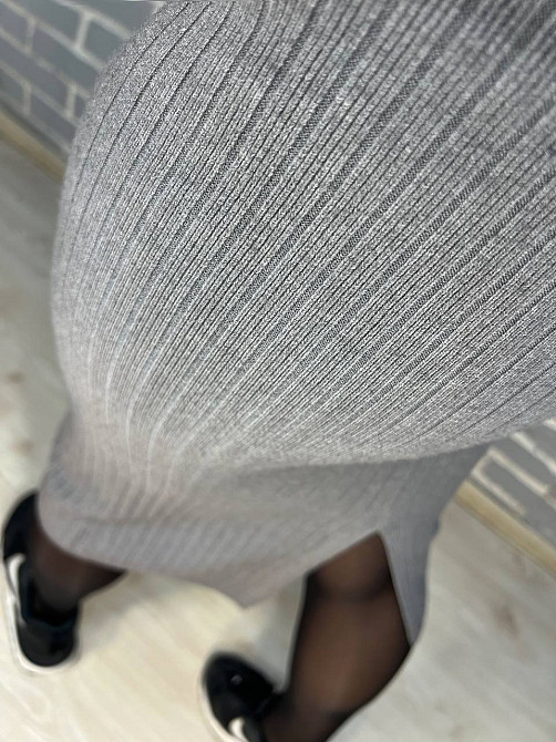 Женская юбка My fashion 478 вязка широкий рубчик разрез средняя длина, серый, 44-48 Киев - изображение 5