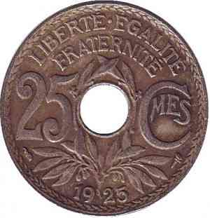25 сантими. 1922, 30,32,39,33 рік, Франція. Полтава