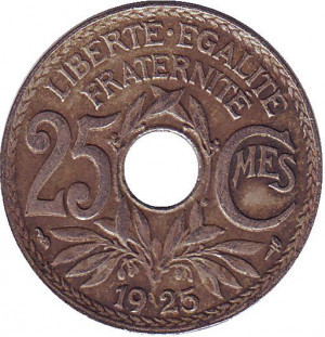 25 сантими. 1922, 30,32,39,33 рік, Франція. Полтава - фото 1