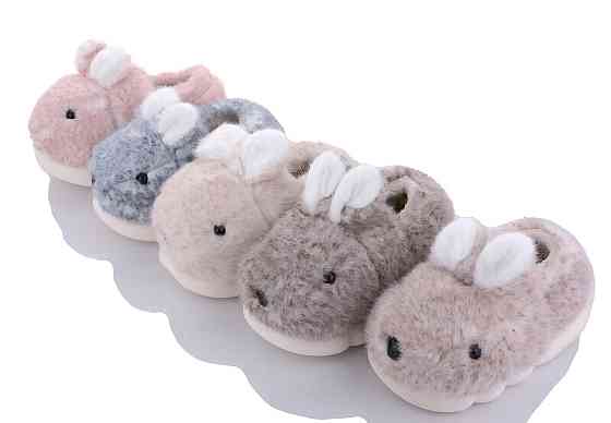 Теплые мягкие домашние тапочки - игрушки зайчики с закрытым задником 34,35,36 Николаев