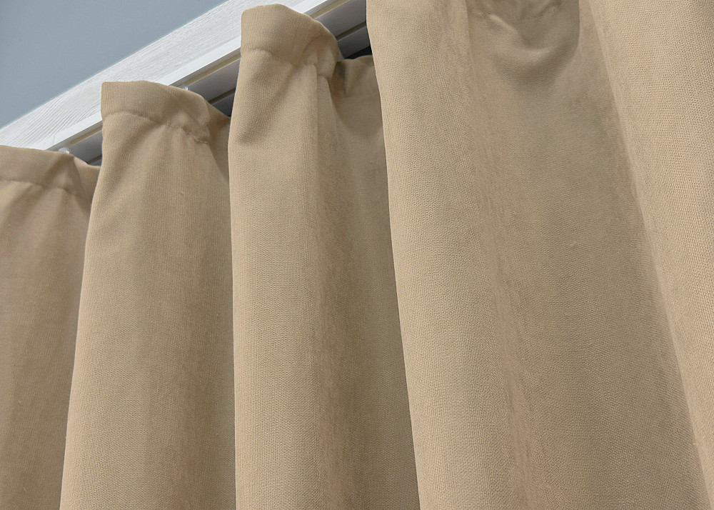 Комплект коротких штор VR-Textil Мікровелюр Petek YL № 1800ш Бежевий 130х170 см 2 шт (35-0382) Київ - фото 8