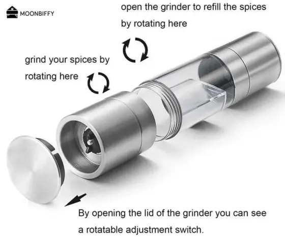 Двойная мельница для специй / Измельчитель механический 2 в 1 для соли, перца и специй Коломия