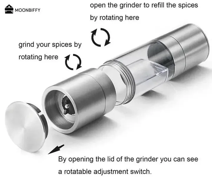 Двойная мельница для специй / Измельчитель механический 2 в 1 для соли, перца и специй Коломия - фото 3