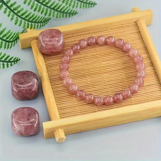 Браслет из клубничного кварца – натуральный камень, 8 мм Киев