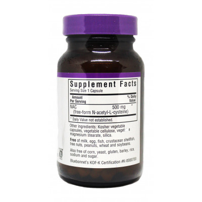 Аминокислота Bluebonnet Nutrition NAC (N-Ацетил-L-Цистеин) 500мг, 60 гелевых капсул (BLB0064) Винница - изображение 2
