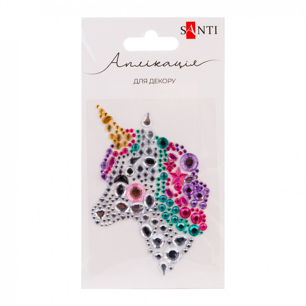 Аплікація "SANTI" 743025 зі страз самоклеючих "Єдиноріг" 7х9 см, шт Київ - фото 1