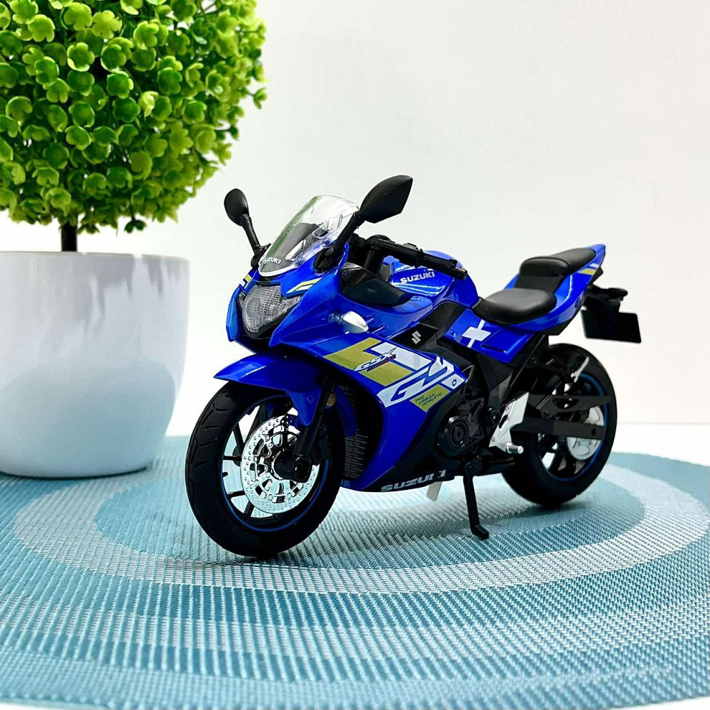 Мотоцикл металопластиковий звуки підсвічування гумові шини рухомі елементи 1:12 Синій (BG 69-325) Чернігів - фото 1