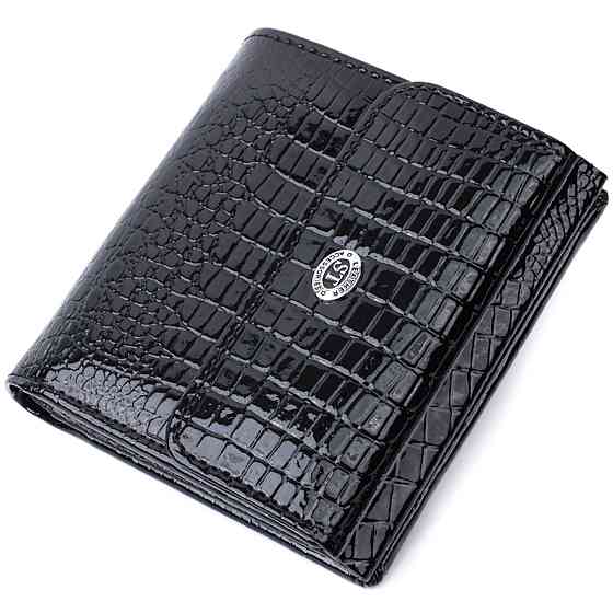 Женский фактурный кошелек из натуральной кожи Черный (ST Leather) Киев
