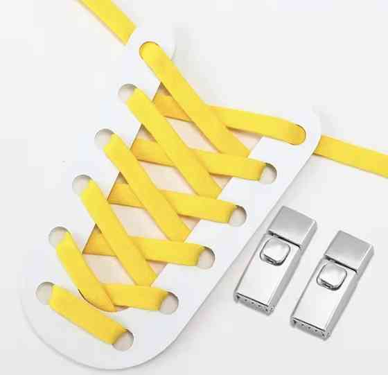 Эластичные шнурки без завязок с металлическими застежками Желтый Смела