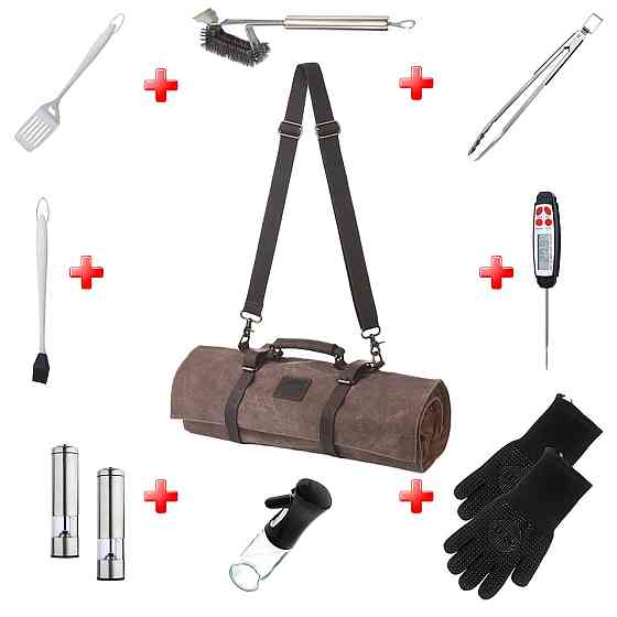 Акція! Скрутка ТОП 10 аксесуарів для барбекю Brown GRILLI 888033 Код: 009567 Рівне