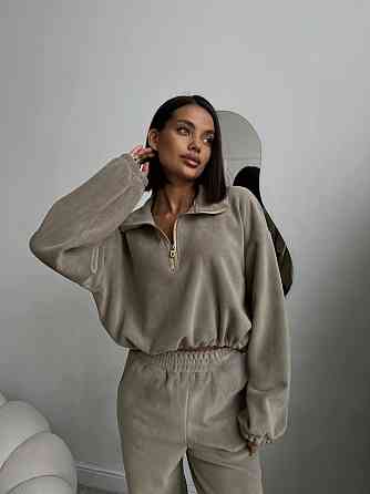 Жіночий теплий костюм у спортивному стилі турецький двосторонній фліс Сірий, 42/44 Одеса