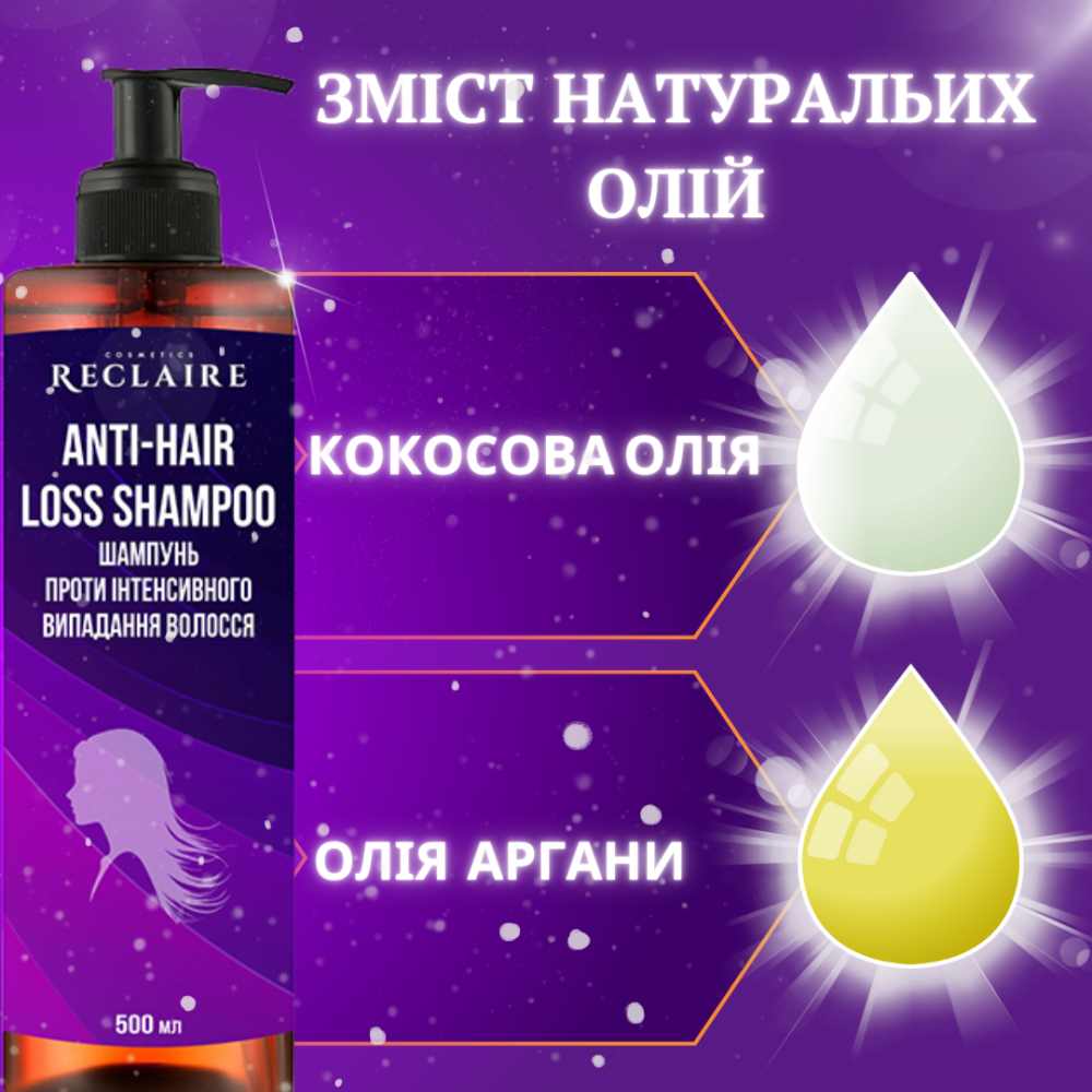 Шампунь против интенсивного выпадения волос Reclaire cosmetics 500 мл Киев - изображение 9