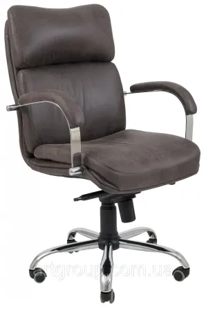 Офисное Кресло Руководителя Richman Dakota Ameli Grey Хром М2 AnyFix Коричневый Днепр