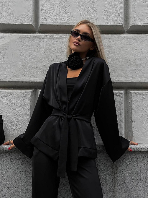 Женский базовый костюм двойка: кимоно и штаны атлас Одесса - изображение 5