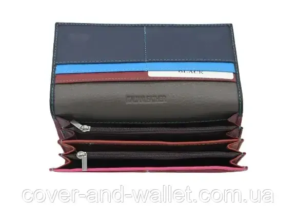 Классический женский кошелек из натуральной кожи черно-красного цвета ST Leather Киев - изображение 5