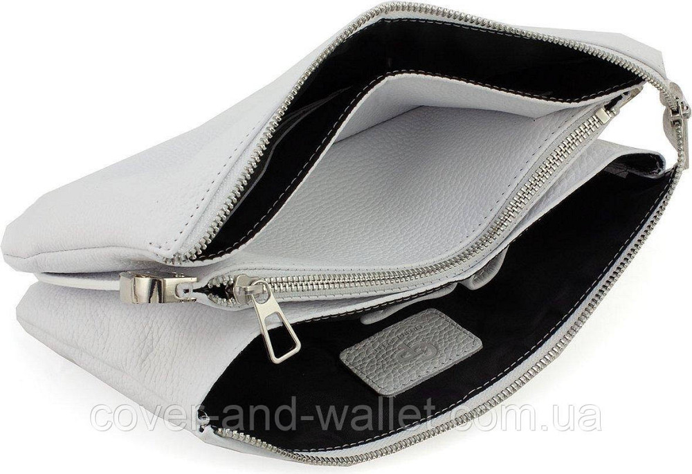 Біла жіноча сумка-клатч із натуральної шкіри на блискавці Grande Pelle 70570201 Київ - фото 8