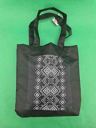 Сумка з кишенею "Вишиванка" 03 40х35 см ручка 60 см чорна вертикальна (1 шт.) Харків