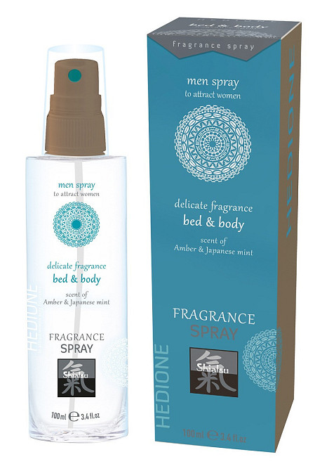 Спрей для тіла та ліжка з феромонами та афродизіаками Shiatsu Fragrance Бурштин та японська м'ята, 100 мл Sex Aura Київ - фото 1