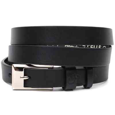 Ремень Grande Pelle Тонкий женский кожаный Черный (11673) Винница