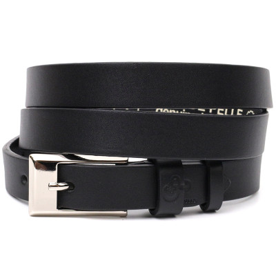 Ремінь Grande Pelle Тонкий жіночий шкіряний Чорний (11673) Вінниця - фото 1