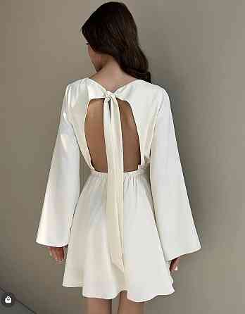 Женское романтическое мини платье с открытой спиной. Молочный Одесса