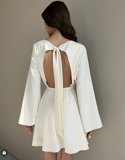 Женское романтическое мини платье с открытой спиной. Молочный Одесса - изображение 4