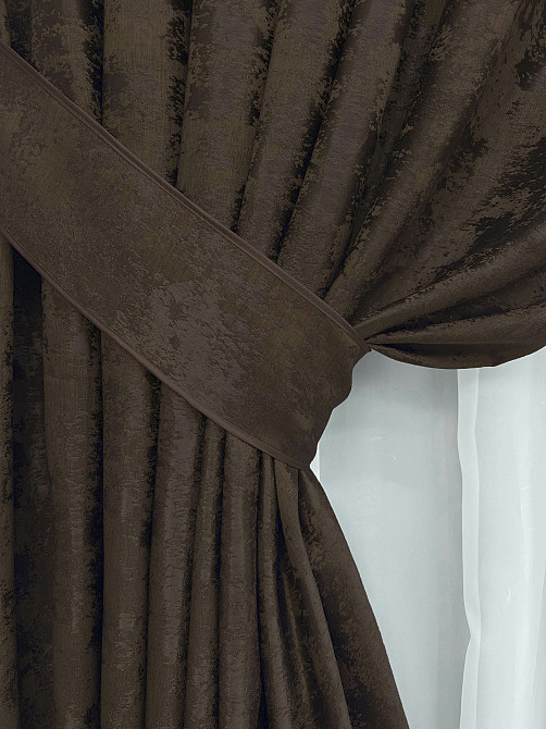 Комплект готових штор VR-Textil Жакард Sultan XO № 1122ш Венге 150х270 см 2 шт (30-932) Київ - фото 12